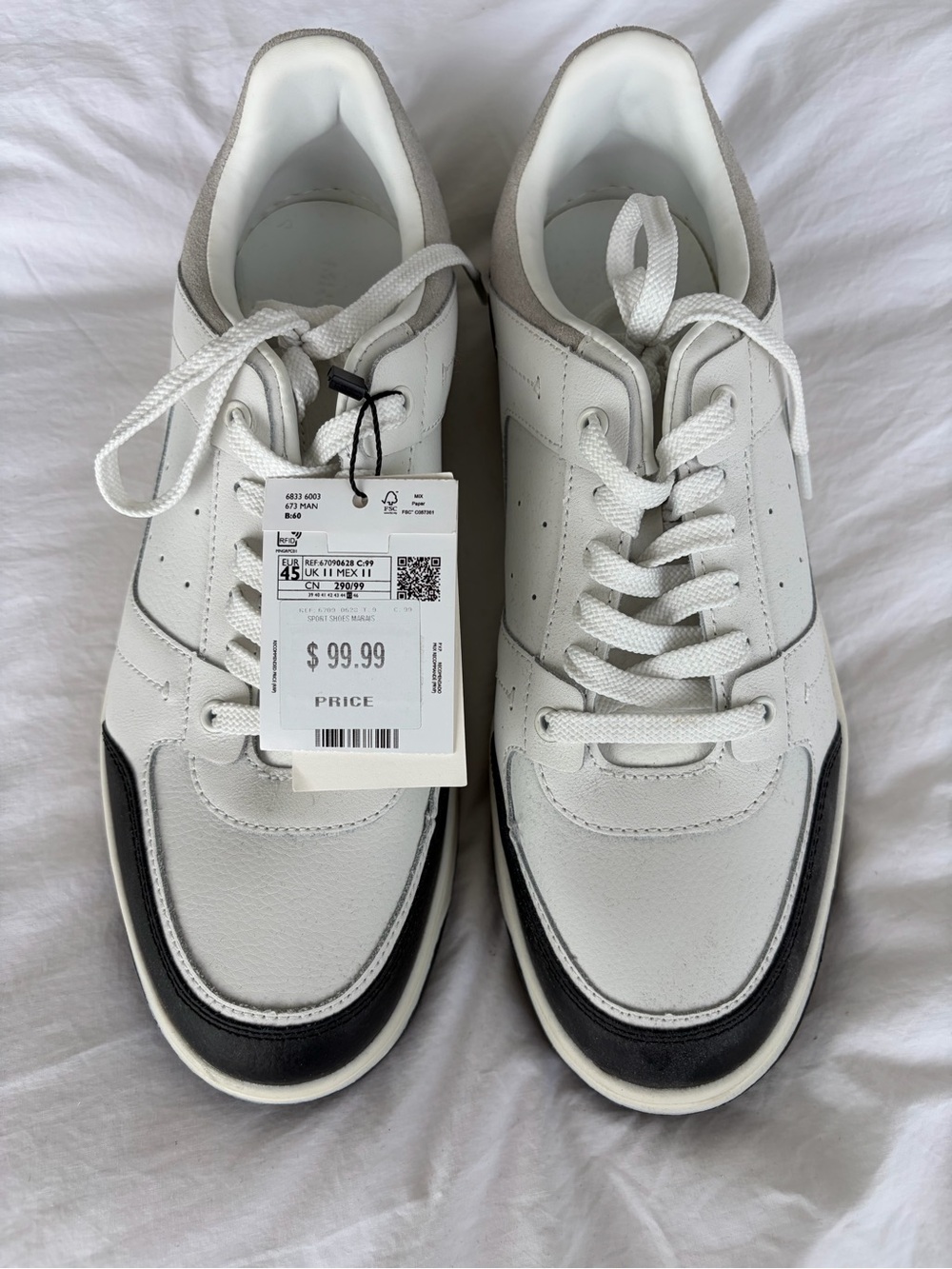 Mango White Sneakers with Black Trim